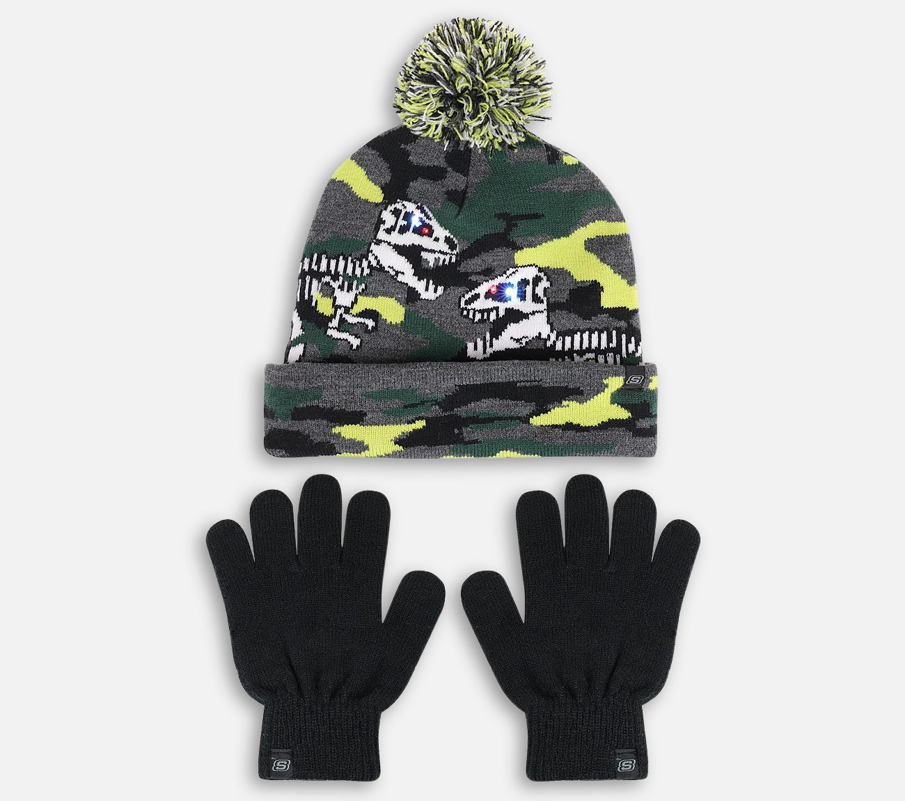 Camo Dinos Led Knit Hat W/Pom Hat Skechers