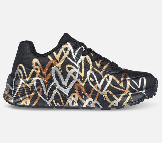 JGoldcrown: Uno Lite - Metallic Love Shoe Skechers